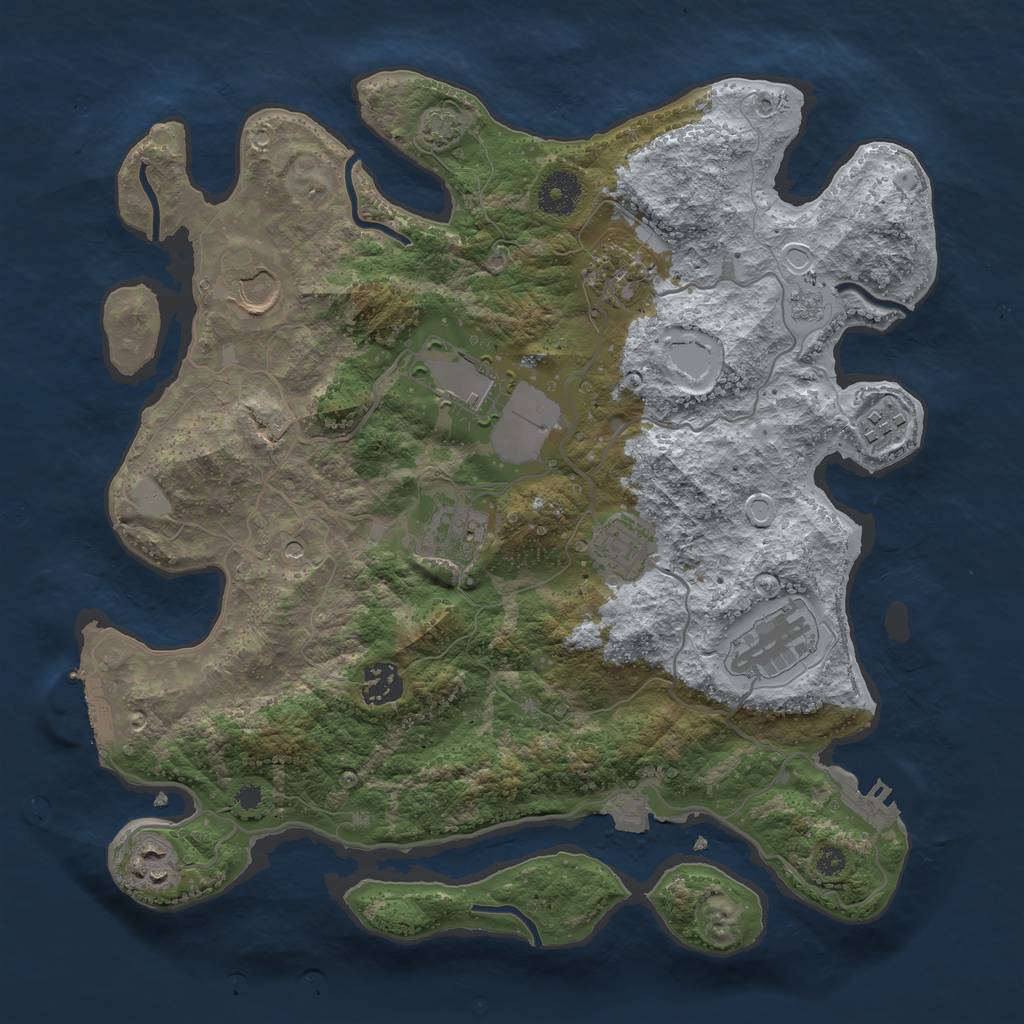 Rust Map: Procedural Map, Size: 3500, Seed: 1285425694, 17 Monuments