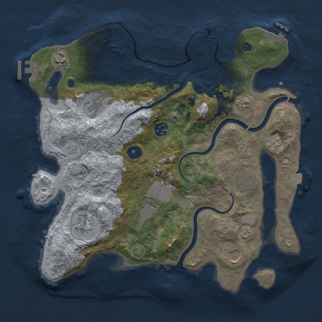 Rust Map: Procedural Map, Size: 3500, Seed: 869353132, 14 Monuments
