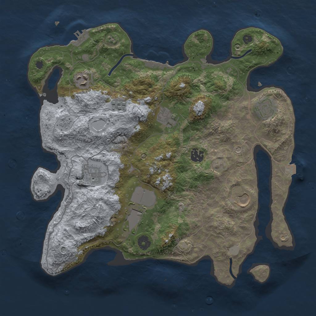 Rust Map: Procedural Map, Size: 3500, Seed: 869353132, 16 Monuments