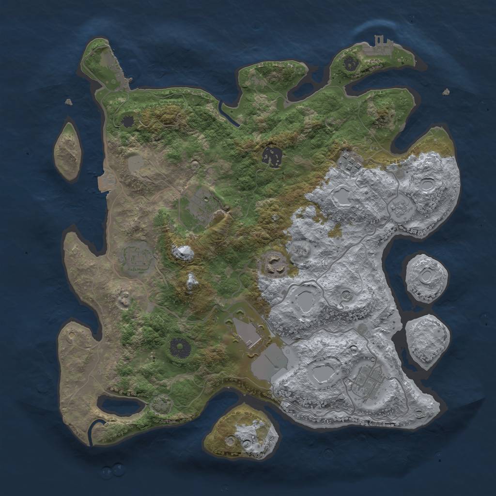 Rust Map: Procedural Map, Size: 3500, Seed: 31118, 15 Monuments