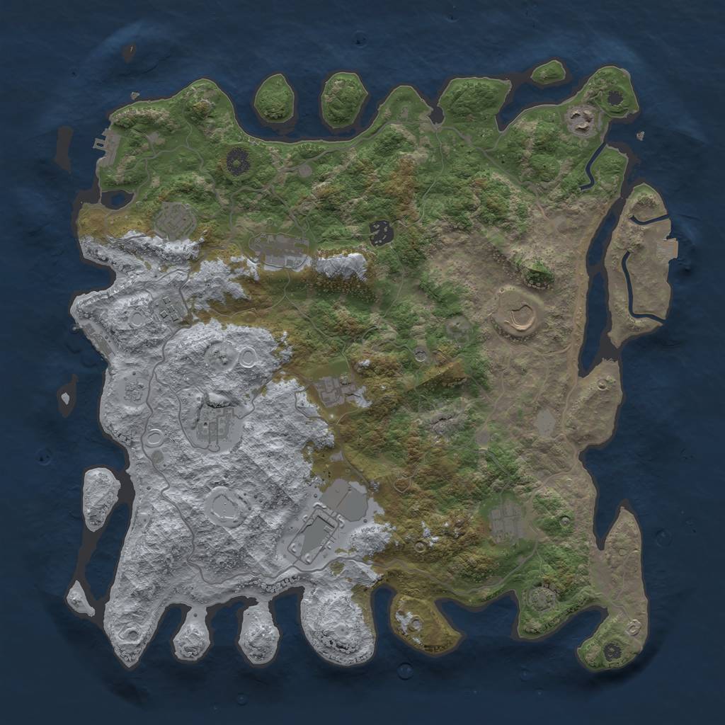 Rust Map: Procedural Map, Size: 4200, Seed: 698614489, 18 Monuments