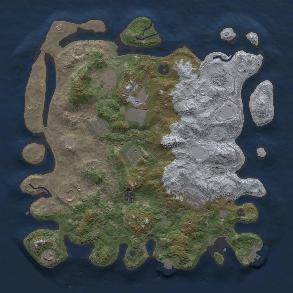 Rust Map: Procedural Map, Size: 4000, Seed: 1785334, 17 Monuments