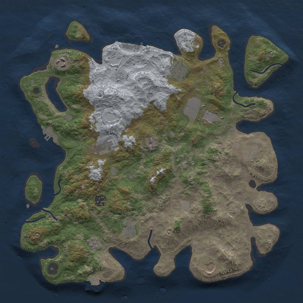 Rust Map: Procedural Map, Size: 3900, Seed: 485862460, 18 Monuments