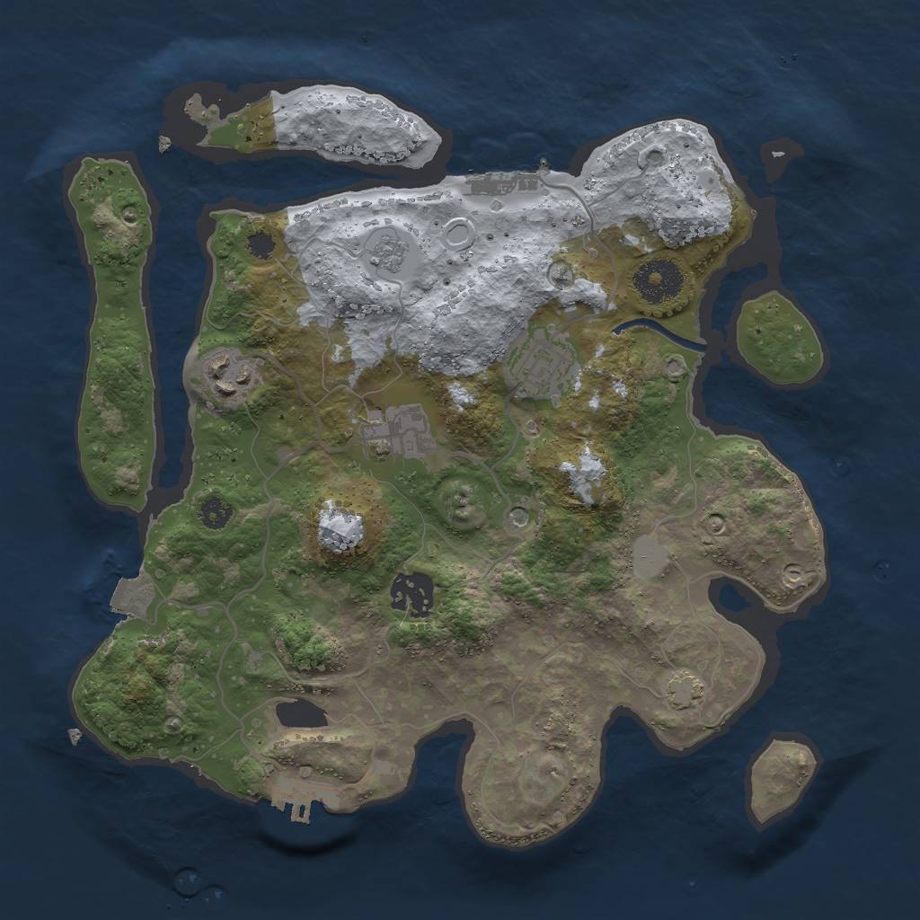 Rust Map: Procedural Map, Size: 3000, Seed: 2126458131, 12 Monuments