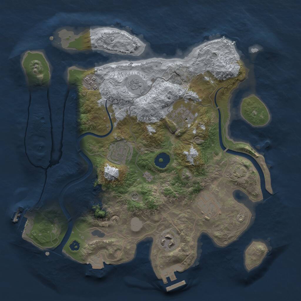 Rust Map: Procedural Map, Size: 3000, Seed: 2126458131, 11 Monuments