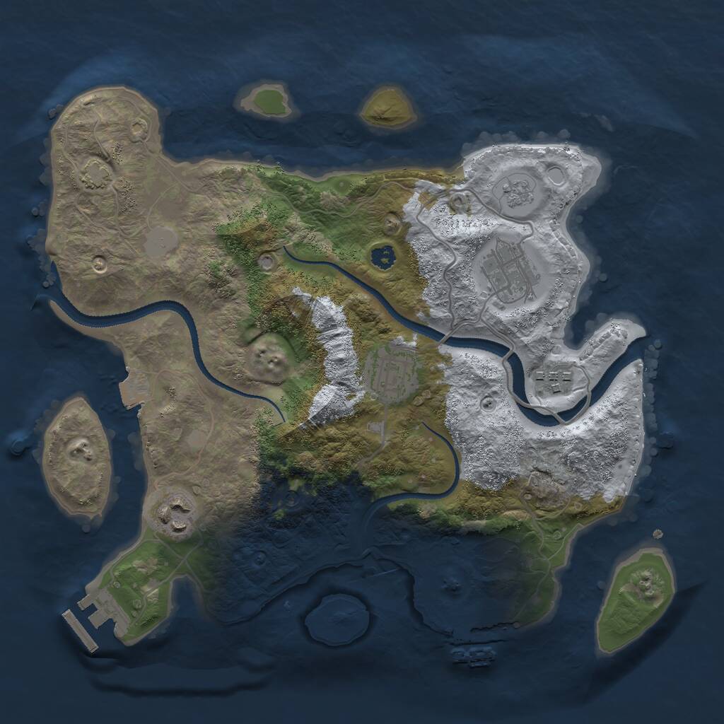 Rust Map: Procedural Map, Size: 3000, Seed: 1222707609, 10 Monuments