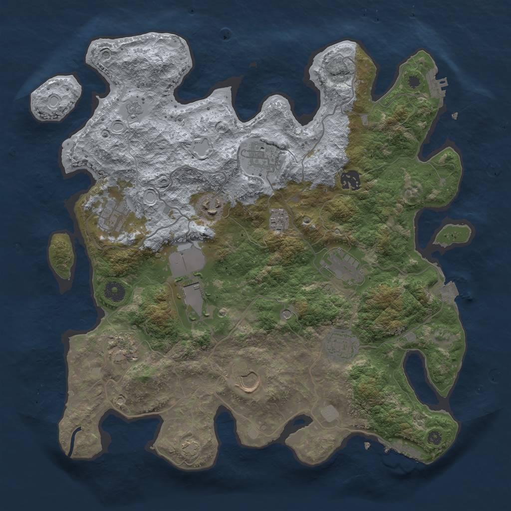 Rust Map: Procedural Map, Size: 3700, Seed: 49381289, 18 Monuments
