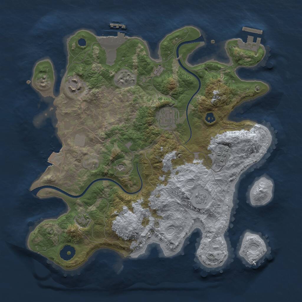 Rust Map: Procedural Map, Size: 3000, Seed: 1079080364, 9 Monuments