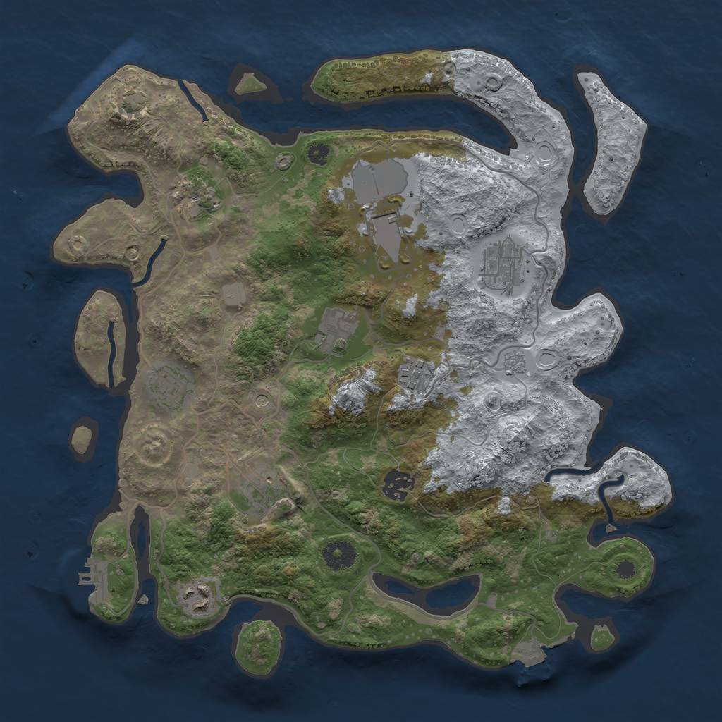 Rust Map: Procedural Map, Size: 3500, Seed: 1196629554, 16 Monuments