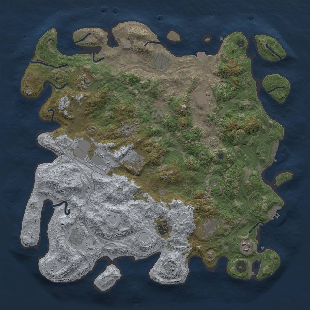 Rust Map: Procedural Map, Size: 4300, Seed: 9854741, 18 Monuments