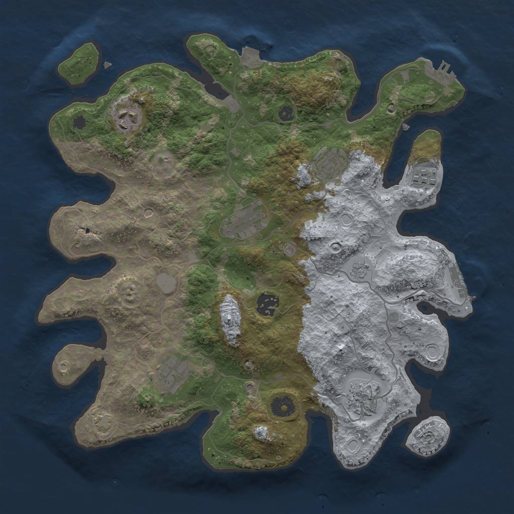 Rust Map: Procedural Map, Size: 3400, Seed: 10284428, 15 Monuments