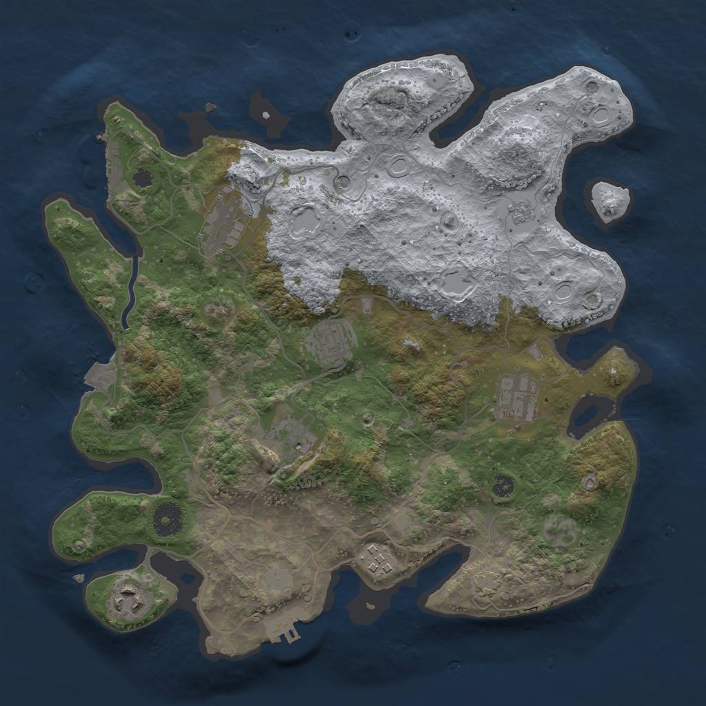 Rust Map: Procedural Map, Size: 3300, Seed: 834778482, 14 Monuments