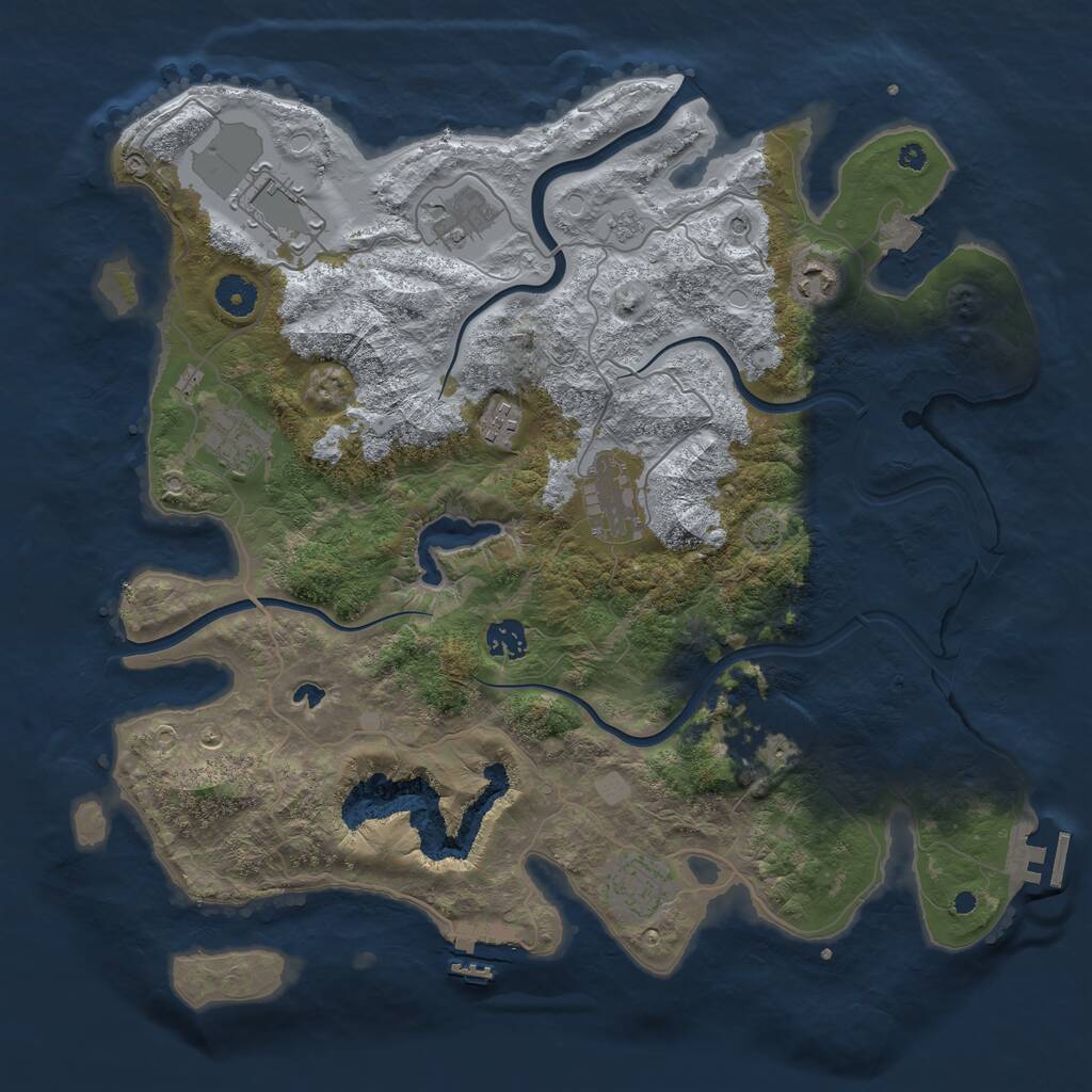 Rust Map: Procedural Map, Size: 4000, Seed: 4449, 15 Monuments