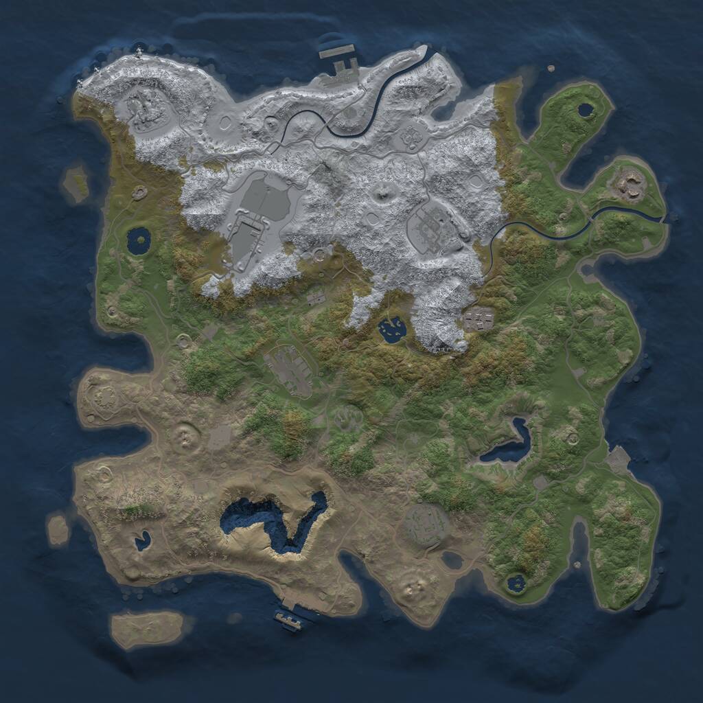 Rust Map: Procedural Map, Size: 4000, Seed: 4449, 14 Monuments