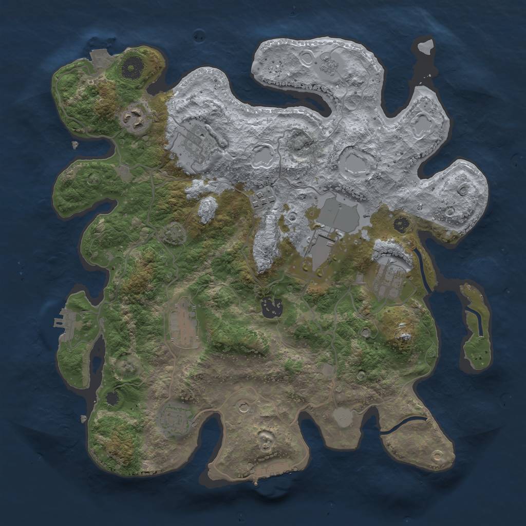 Rust Map: Procedural Map, Size: 3500, Seed: 47806989, 16 Monuments