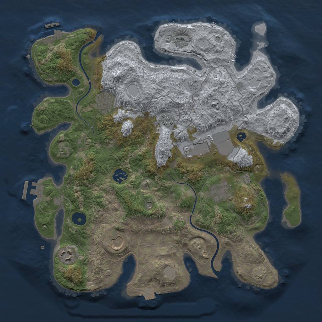 Rust Map: Procedural Map, Size: 3500, Seed: 47806989, 13 Monuments