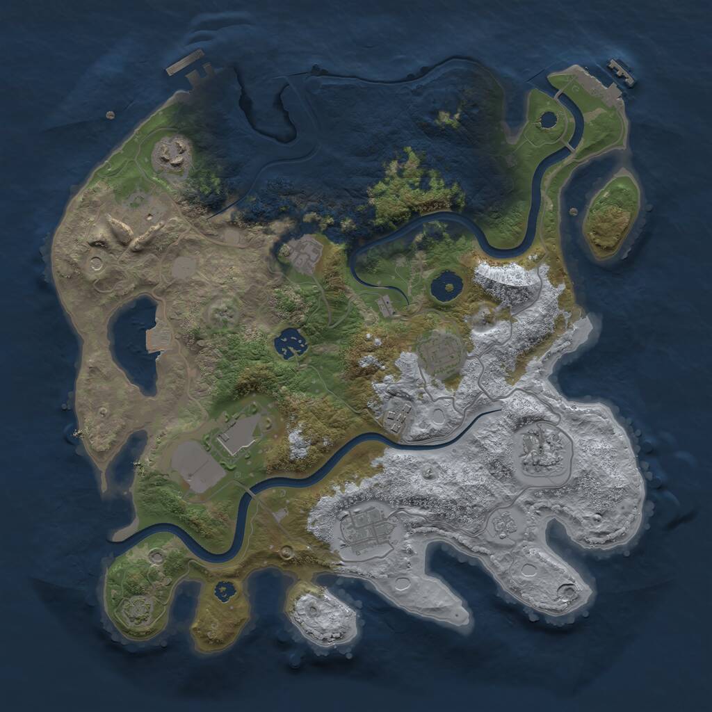 Rust Map: Procedural Map, Size: 3500, Seed: 1912673691, 15 Monuments
