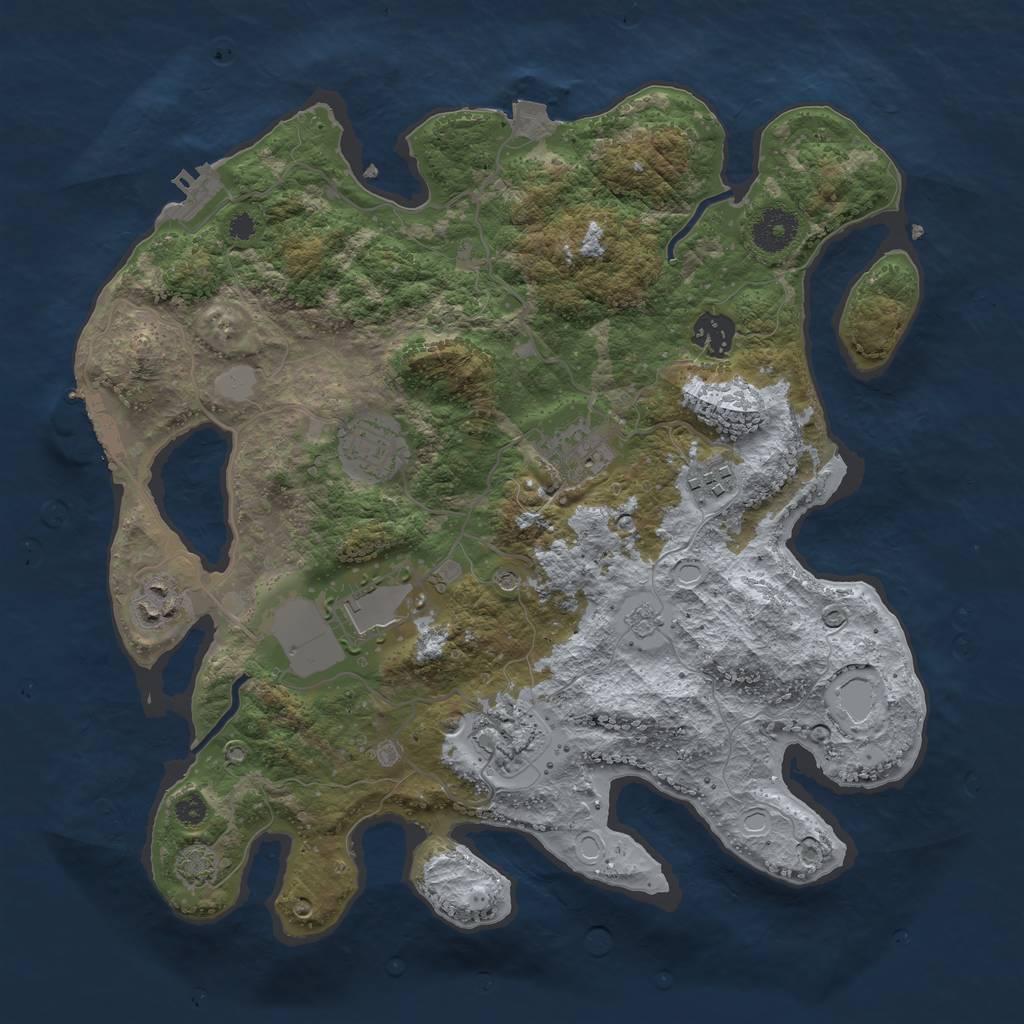 Rust Map: Procedural Map, Size: 3500, Seed: 1912673691, 15 Monuments