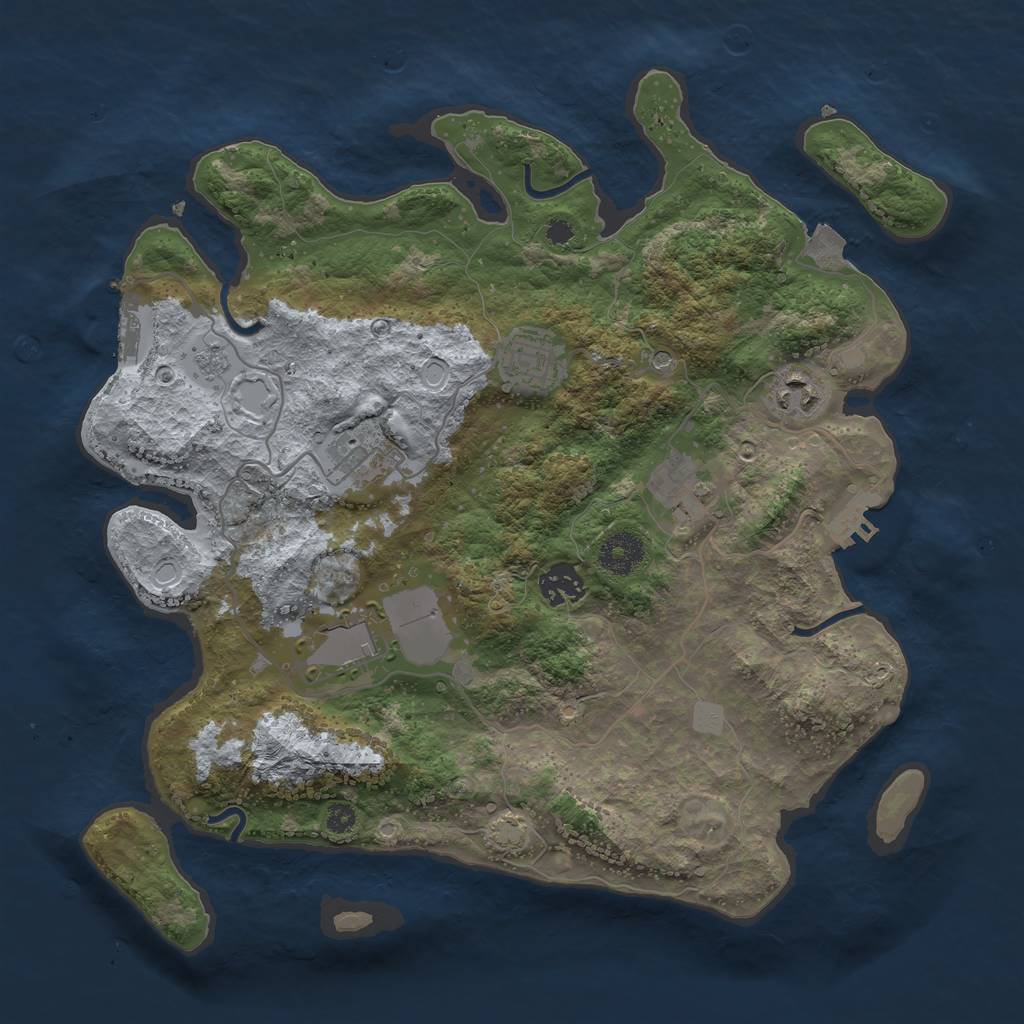 Rust Map: Procedural Map, Size: 3500, Seed: 1198484643, 14 Monuments