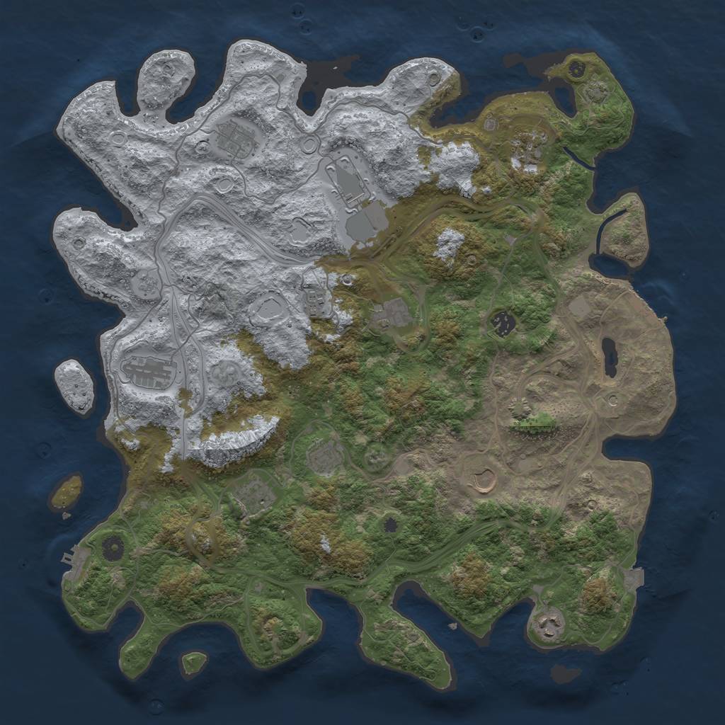 Rust Map: Procedural Map, Size: 4500, Seed: 698993599, 19 Monuments