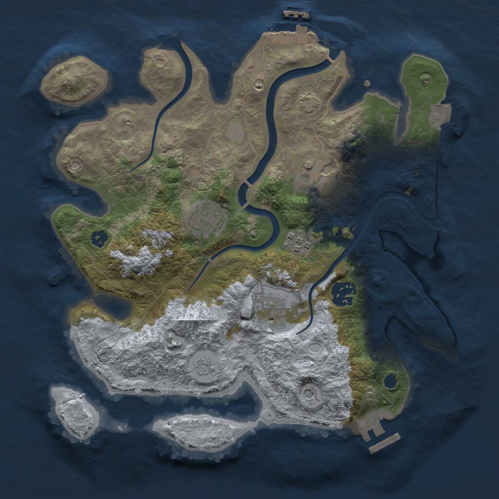 Rust Map: Procedural Map, Size: 3000, Seed: 629534665, 11 Monuments