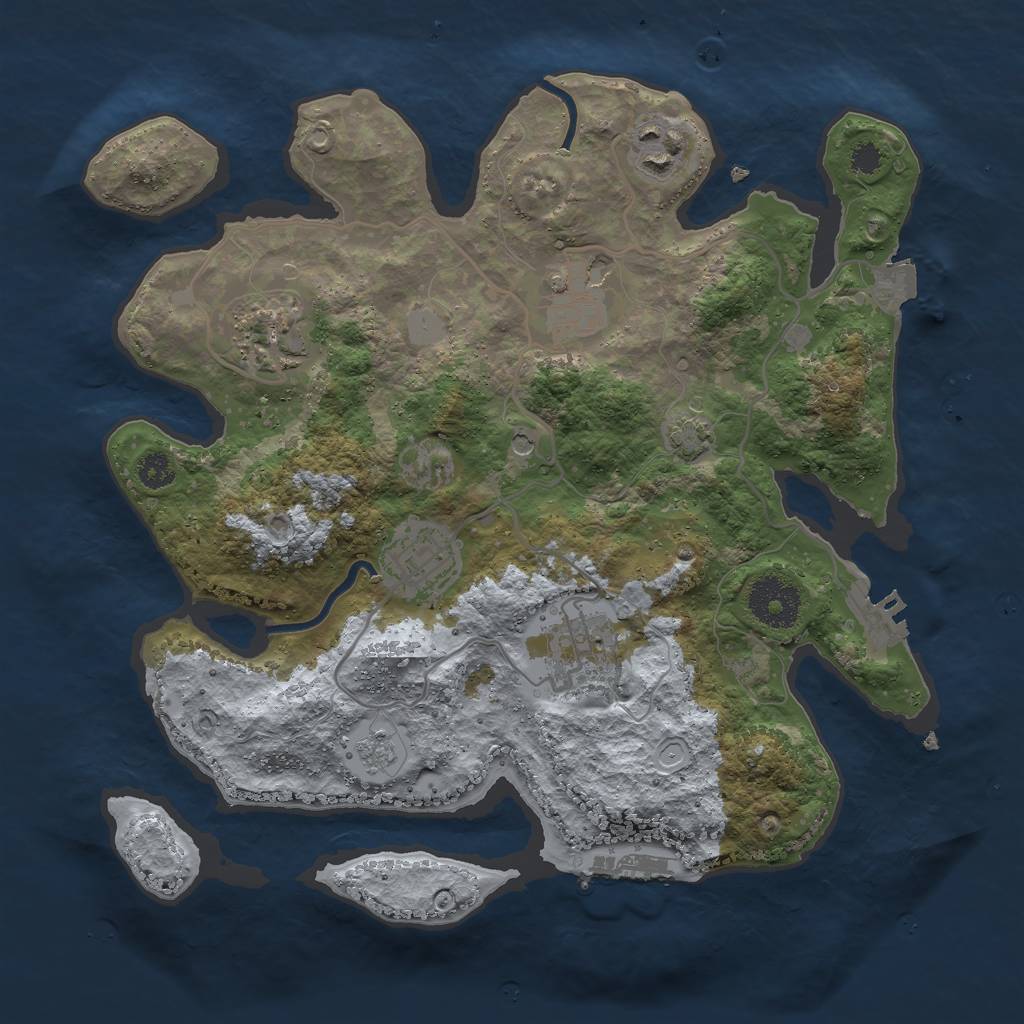 Rust Map: Procedural Map, Size: 3000, Seed: 629534665, 13 Monuments