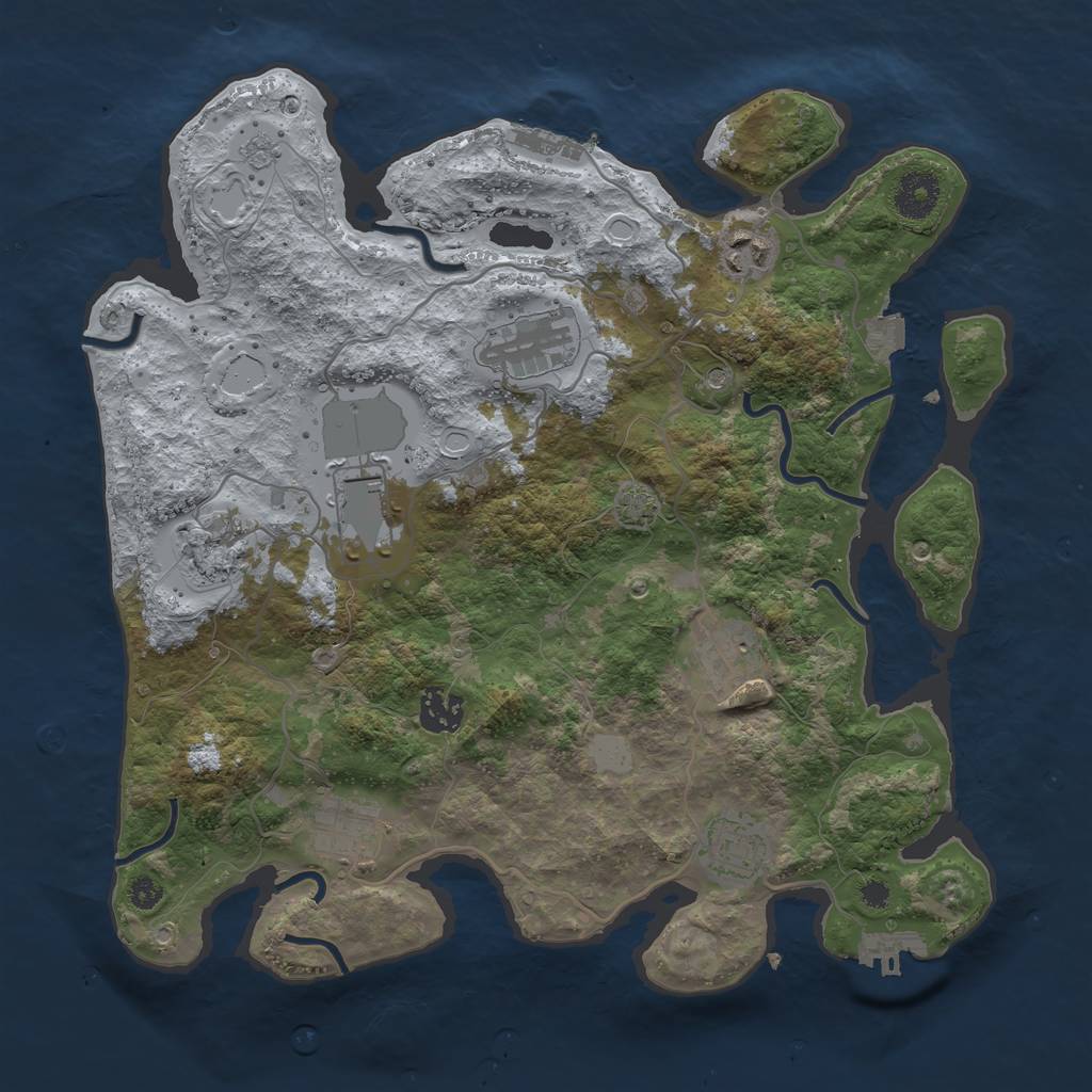 Rust Map: Procedural Map, Size: 3500, Seed: 2131254437, 16 Monuments