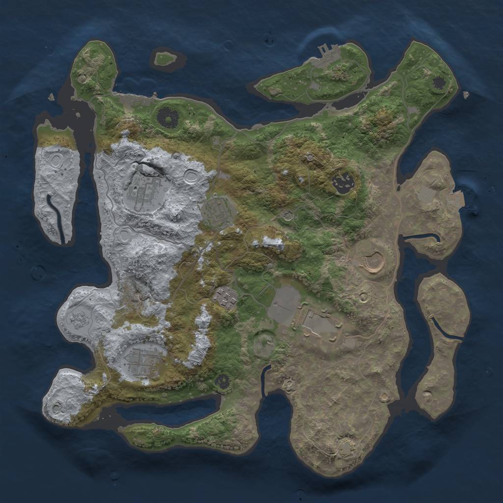 Rust Map: Procedural Map, Size: 3500, Seed: 1498430645, 15 Monuments