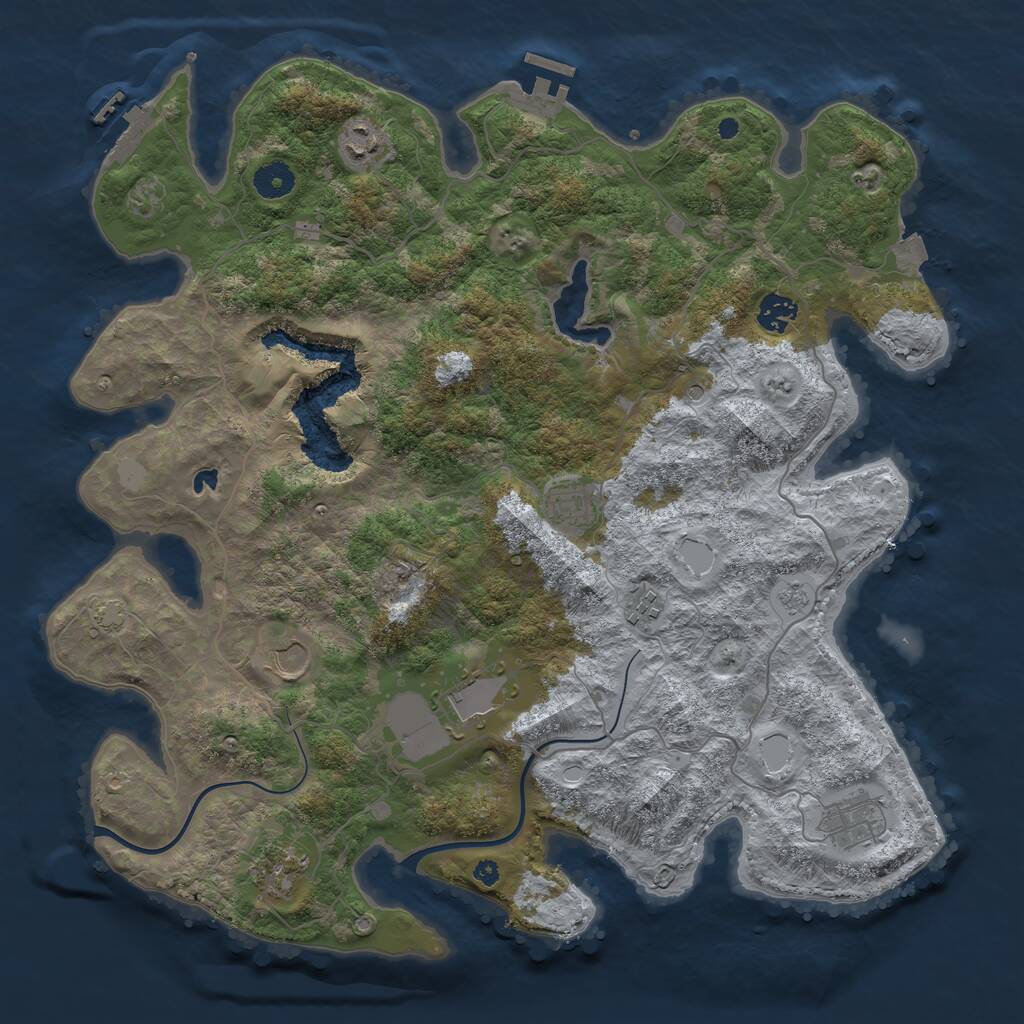 Rust Map: Procedural Map, Size: 4000, Seed: 30929244, 14 Monuments