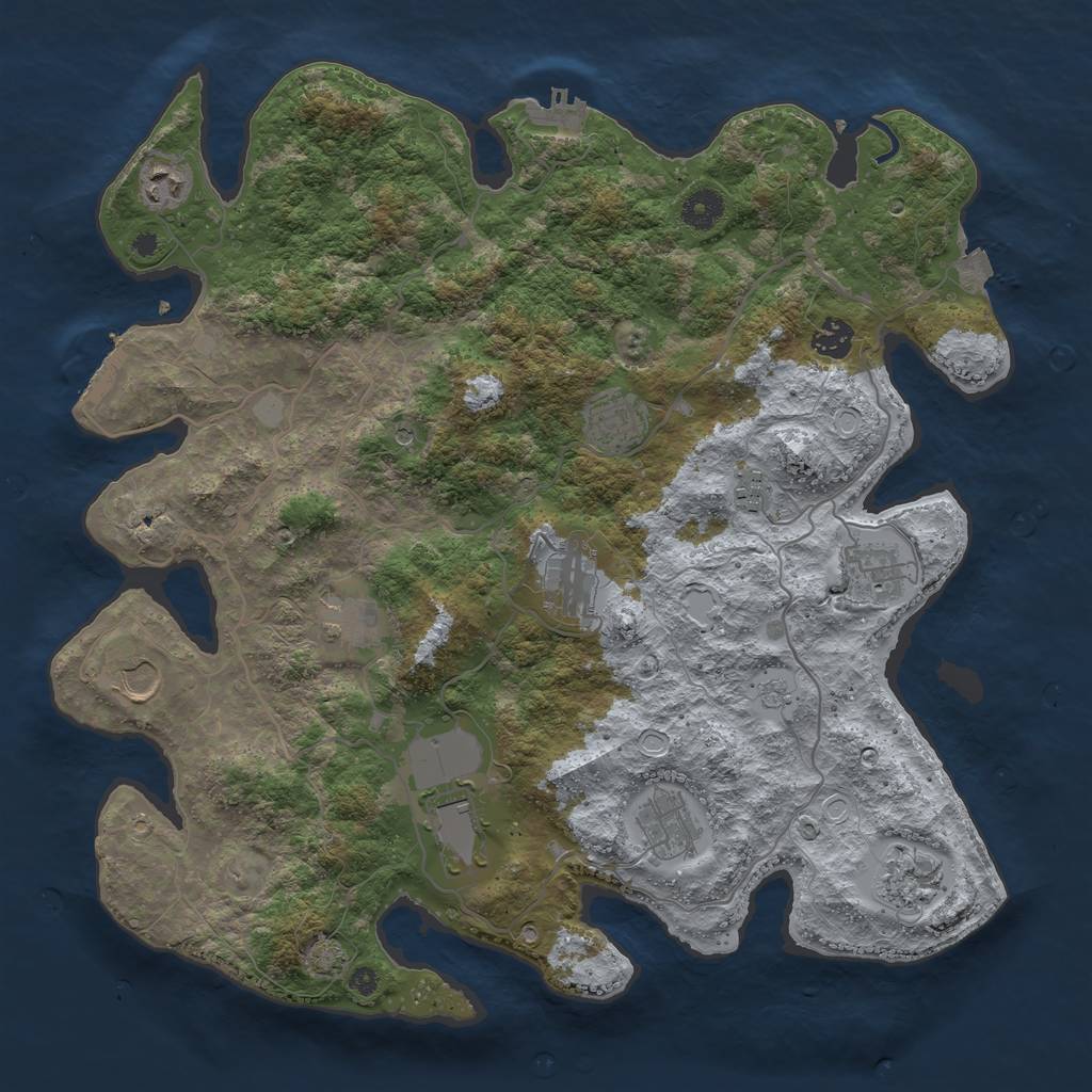 Rust Map: Procedural Map, Size: 4000, Seed: 30929244, 19 Monuments