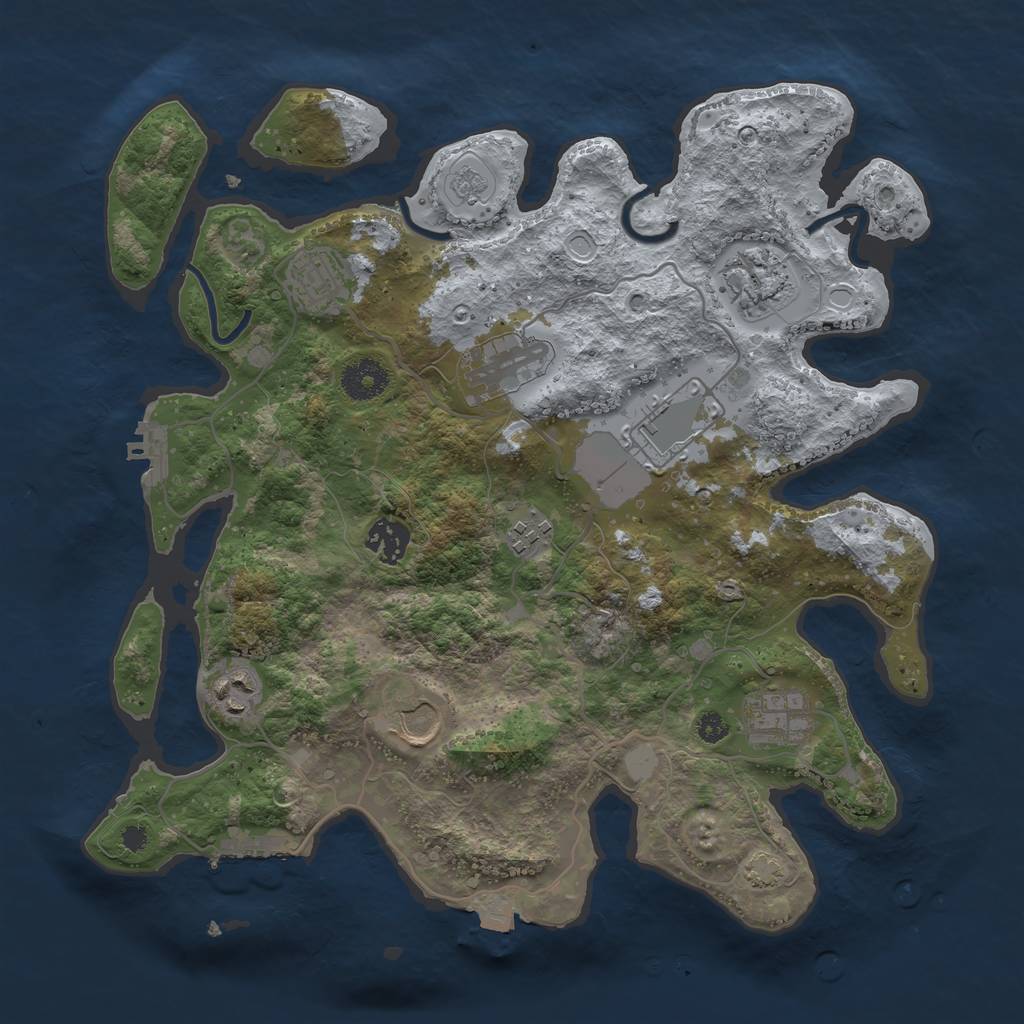 Rust Map: Procedural Map, Size: 3500, Seed: 1205307556, 16 Monuments