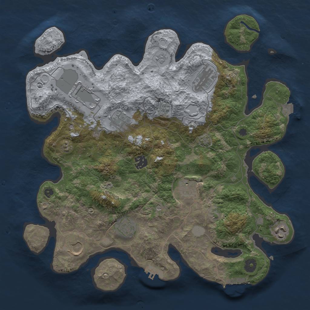 Rust Map: Procedural Map, Size: 3500, Seed: 1037601212, 17 Monuments