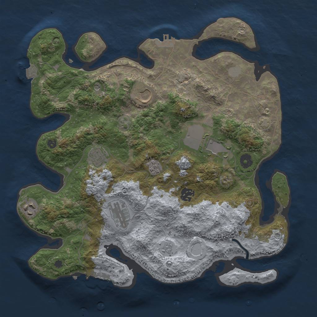 Rust Map: Procedural Map, Size: 3500, Seed: 889664437, 15 Monuments