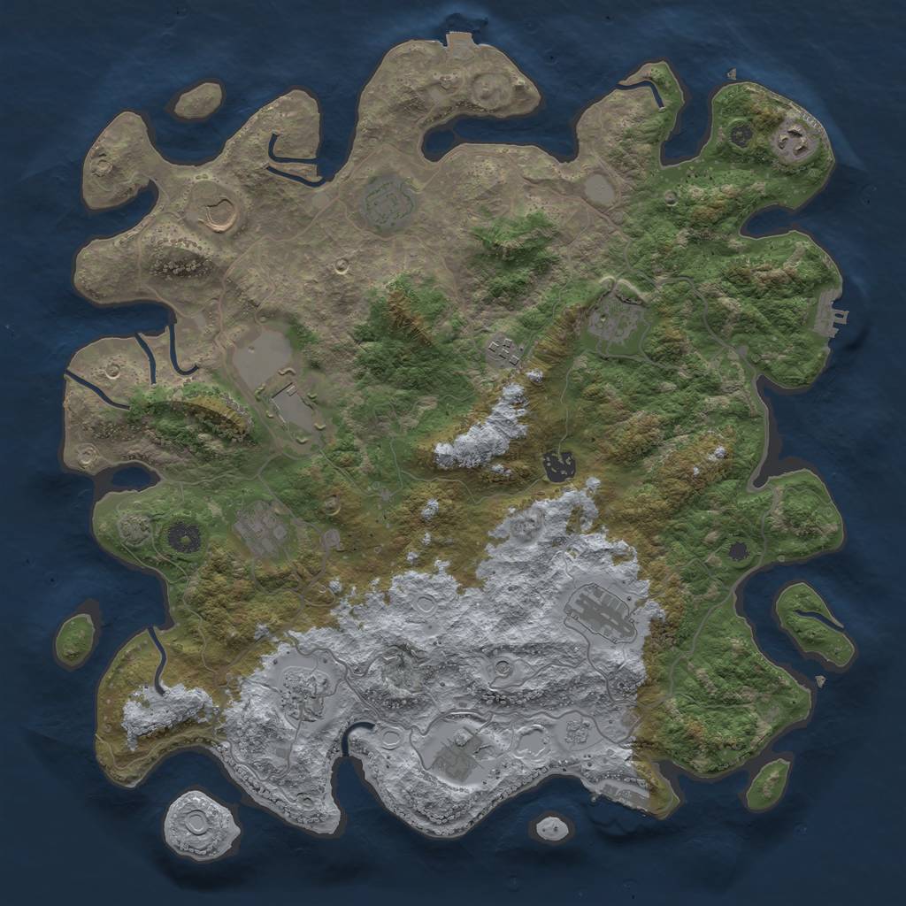 Rust Map: Procedural Map, Size: 4100, Seed: 64224386, 19 Monuments