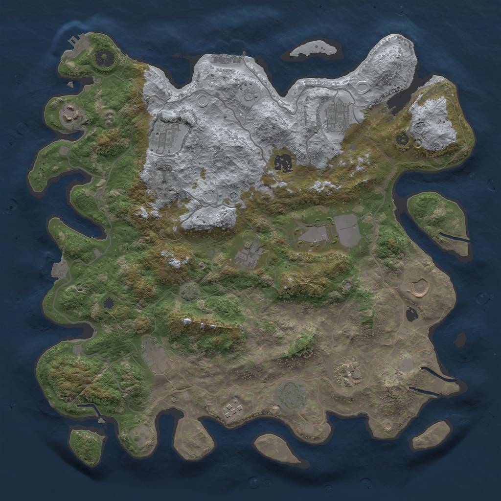 Rust Map: Procedural Map, Size: 4000, Seed: 801931783, 19 Monuments