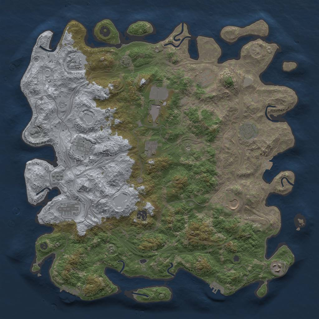 Rust Map: Procedural Map, Size: 4500, Seed: 1999215876, 19 Monuments