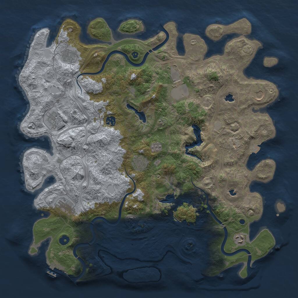 Rust Map: Procedural Map, Size: 4500, Seed: 1999215876, 15 Monuments