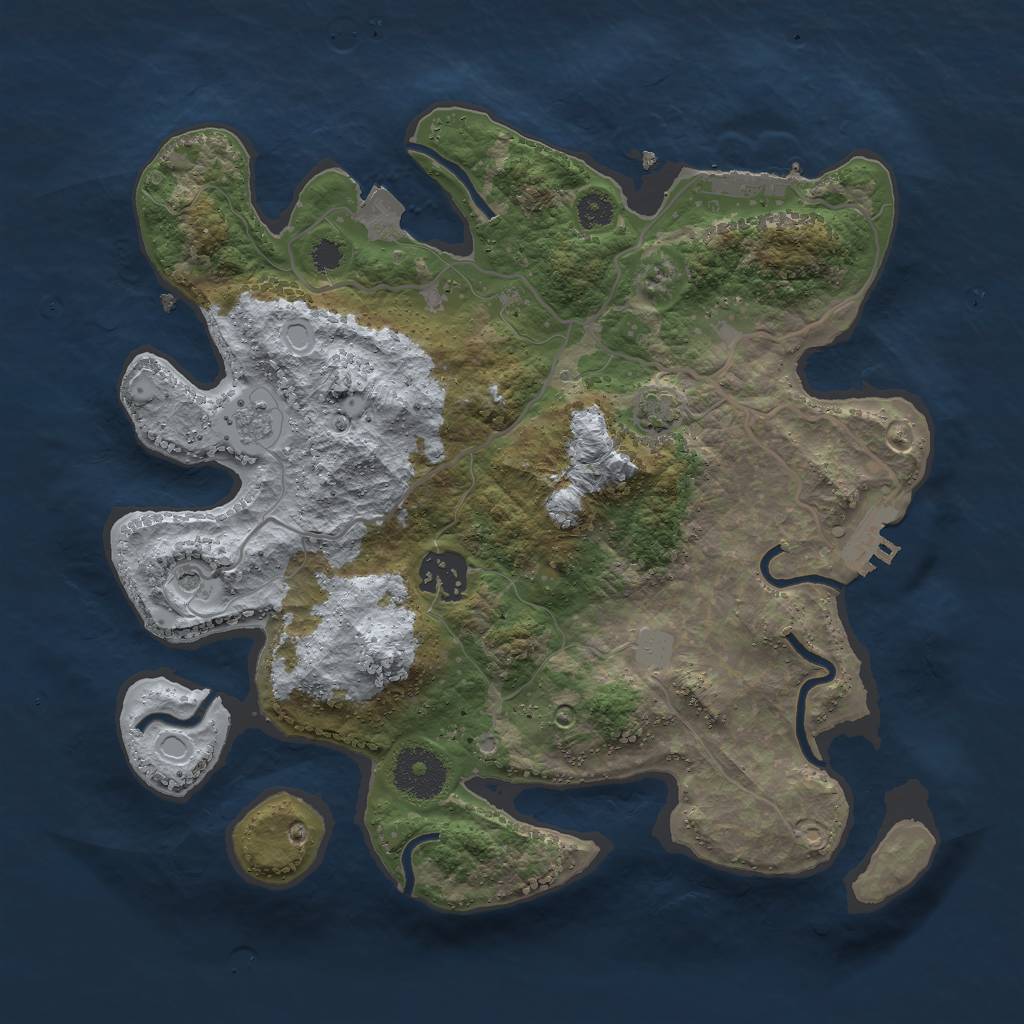 Rust Map: Procedural Map, Size: 3000, Seed: 21459, 9 Monuments