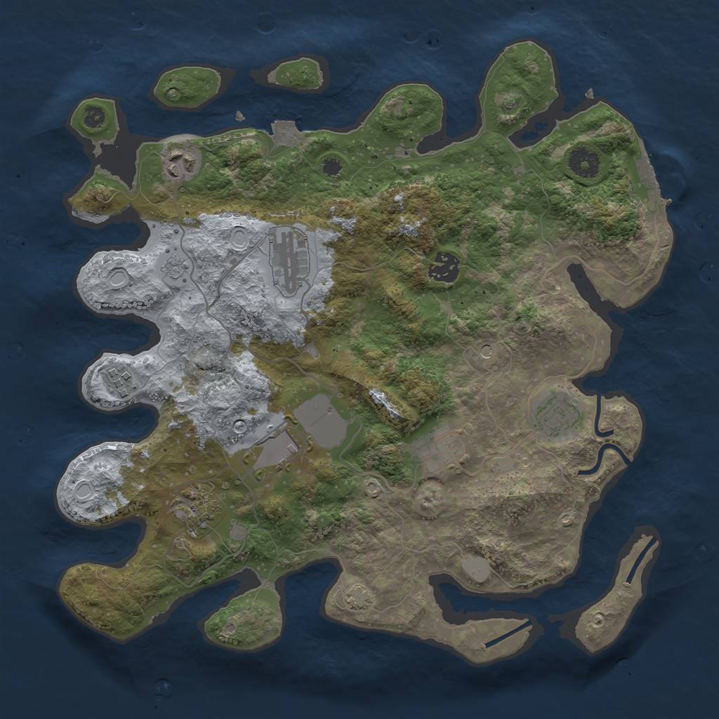 Rust Map: Procedural Map, Size: 3500, Seed: 990281, 15 Monuments