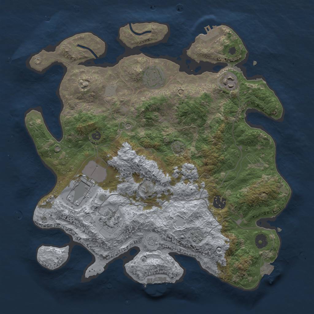 Rust Map: Procedural Map, Size: 3500, Seed: 946700624, 14 Monuments