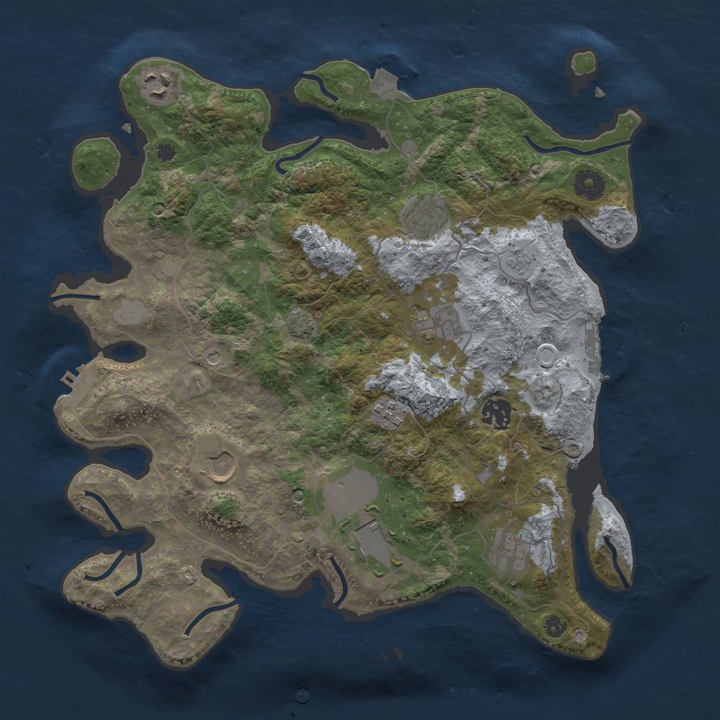 Rust Map: Procedural Map, Size: 3500, Seed: 159200721, 16 Monuments
