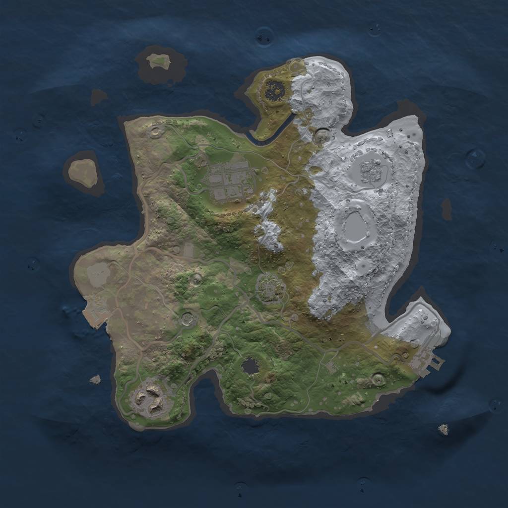 Rust Map: Procedural Map, Size: 2500, Seed: 121212121, 9 Monuments