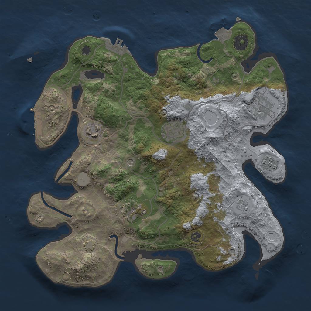 Rust Map: Procedural Map, Size: 3000, Seed: 795085900, 13 Monuments
