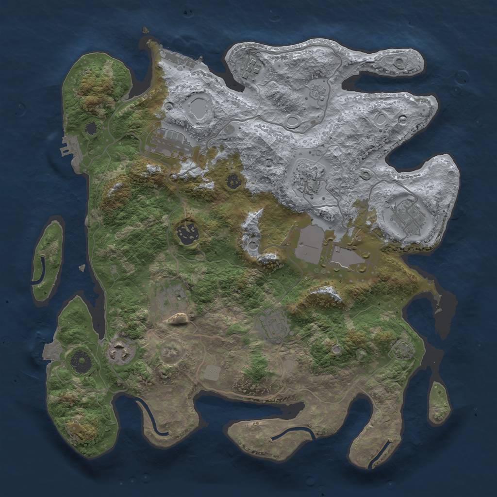Rust Map: Procedural Map, Size: 3500, Seed: 63493, 17 Monuments