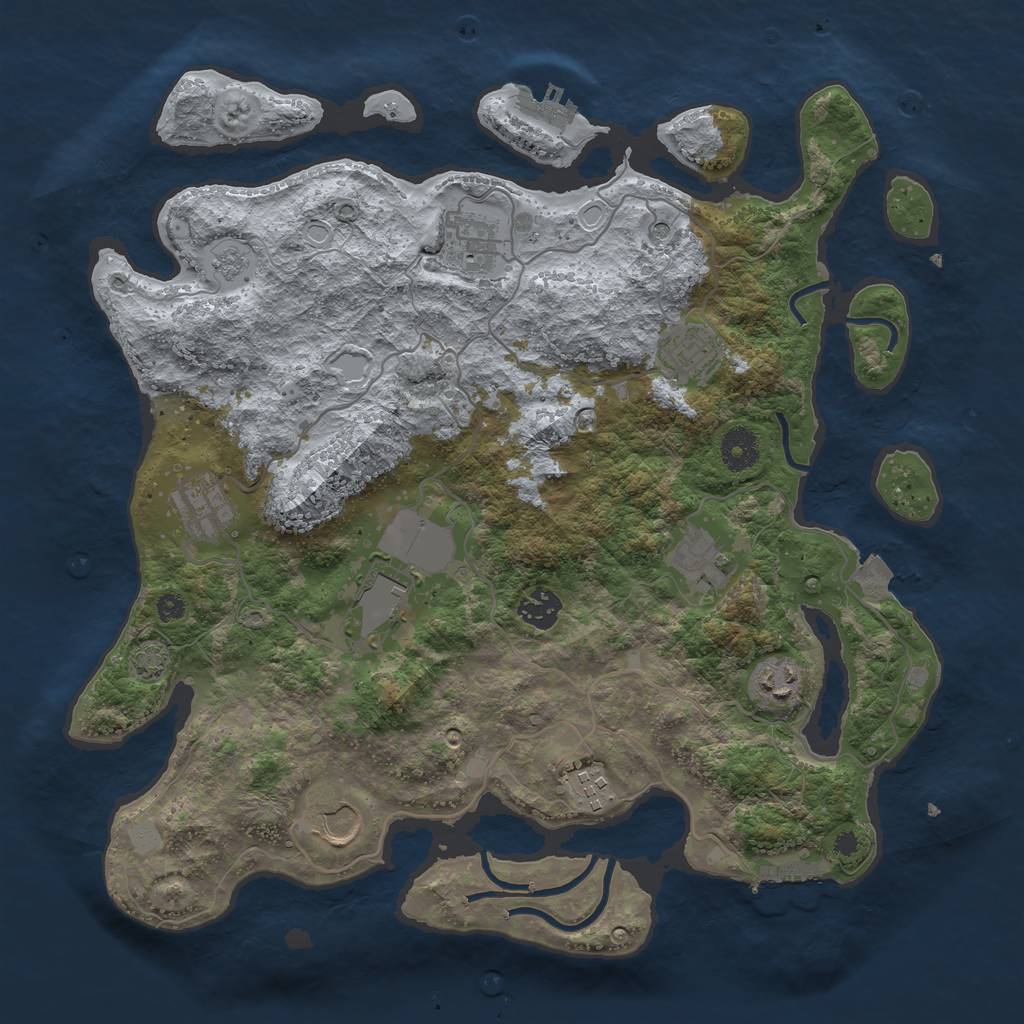 Rust Map: Procedural Map, Size: 3750, Seed: 326692141, 17 Monuments