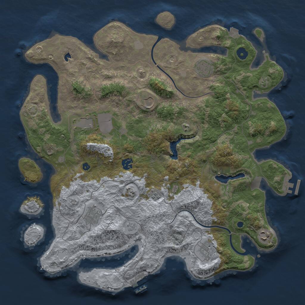 Rust Map: Procedural Map, Size: 4000, Seed: 837163413, 14 Monuments