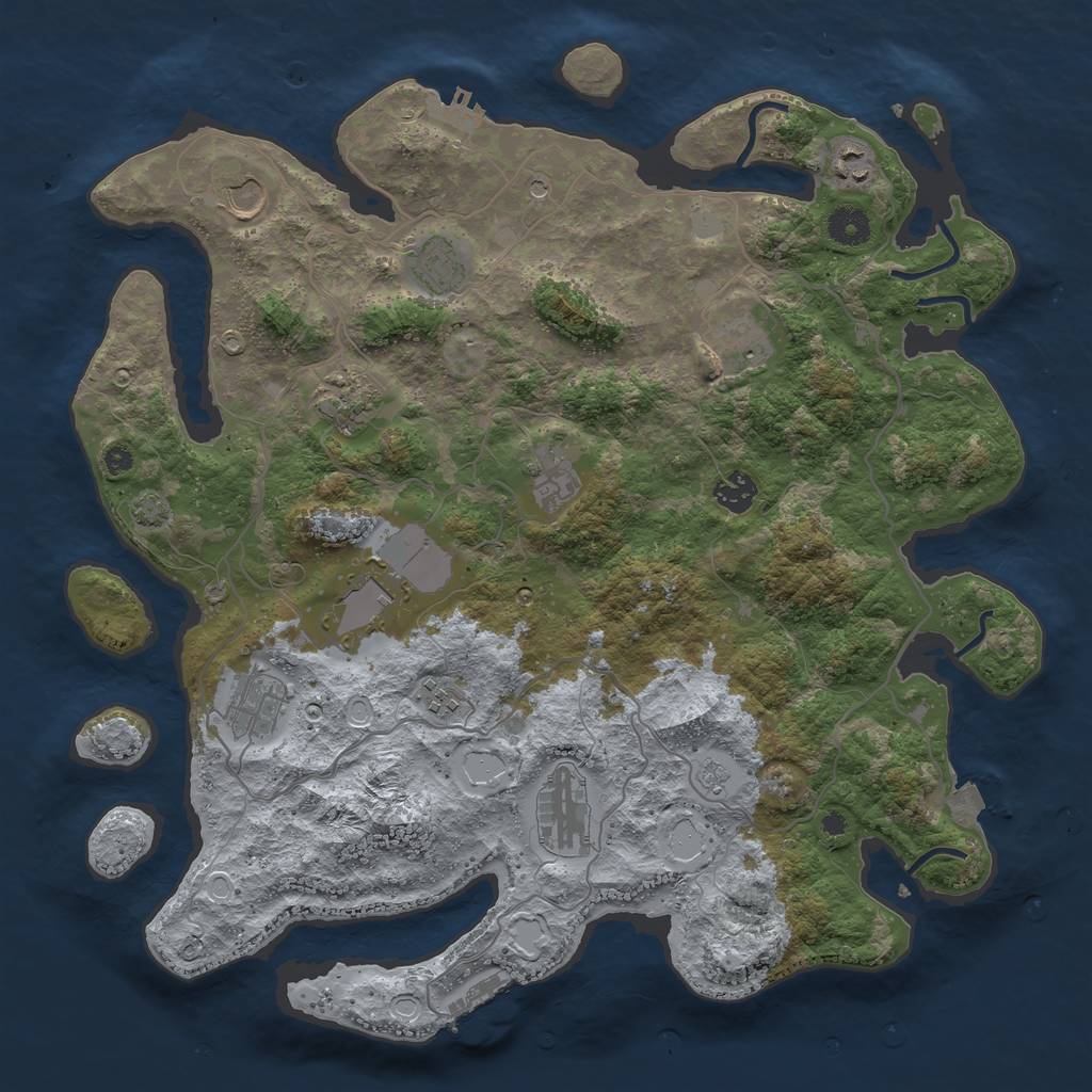 Rust Map: Procedural Map, Size: 4000, Seed: 837163413, 19 Monuments