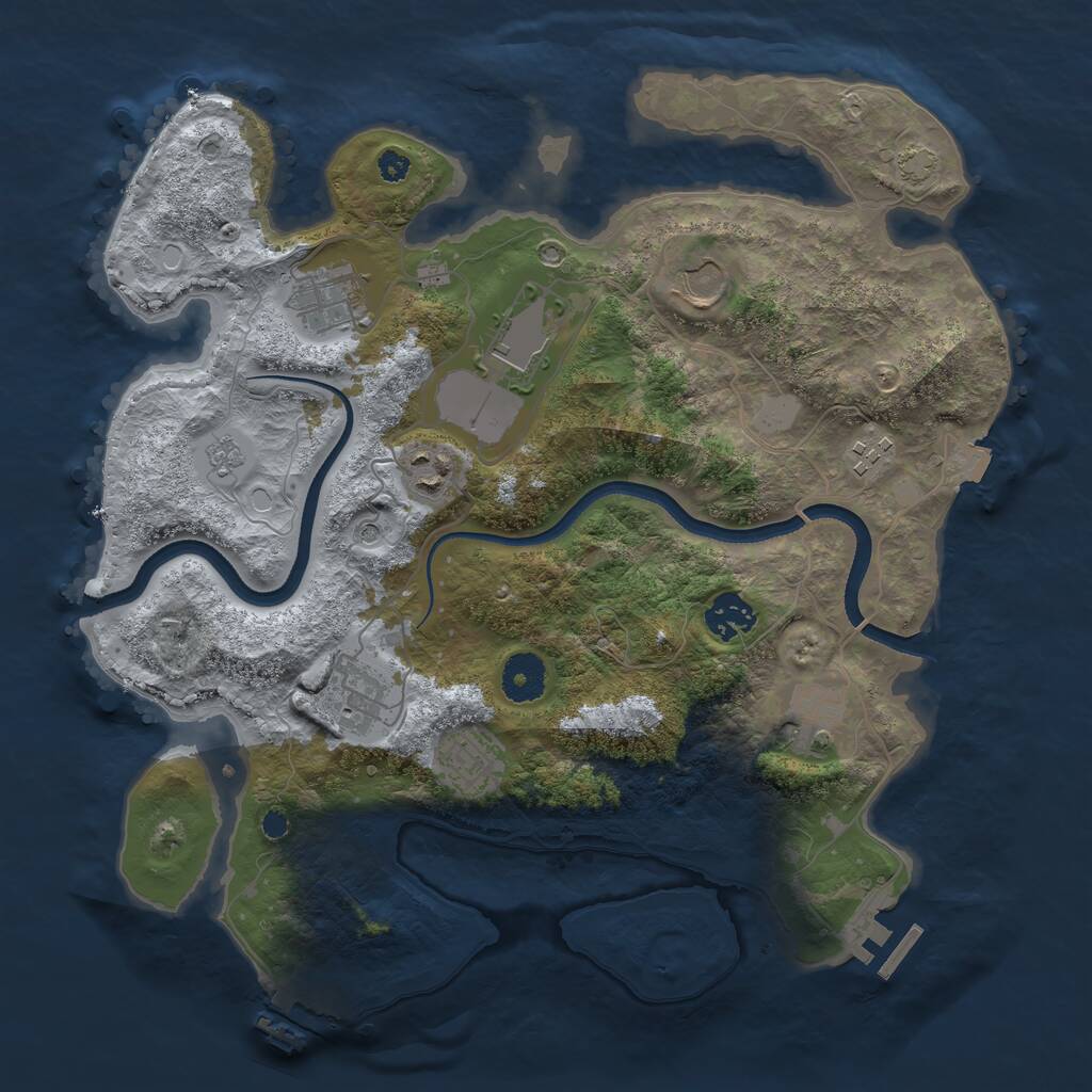 Rust Map: Procedural Map, Size: 3500, Seed: 971687629, 15 Monuments