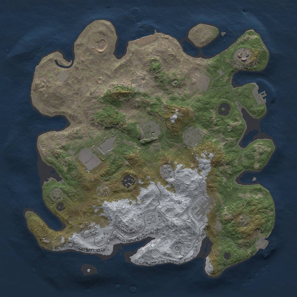 Rust Map: Procedural Map, Size: 3500, Seed: 1379097184, 18 Monuments