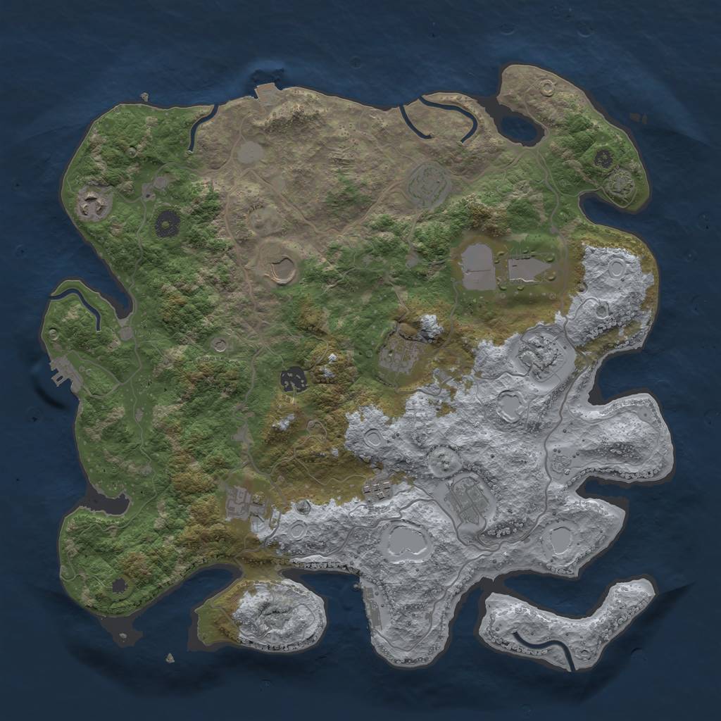 Rust Map: Procedural Map, Size: 4000, Seed: 2091258161, 18 Monuments